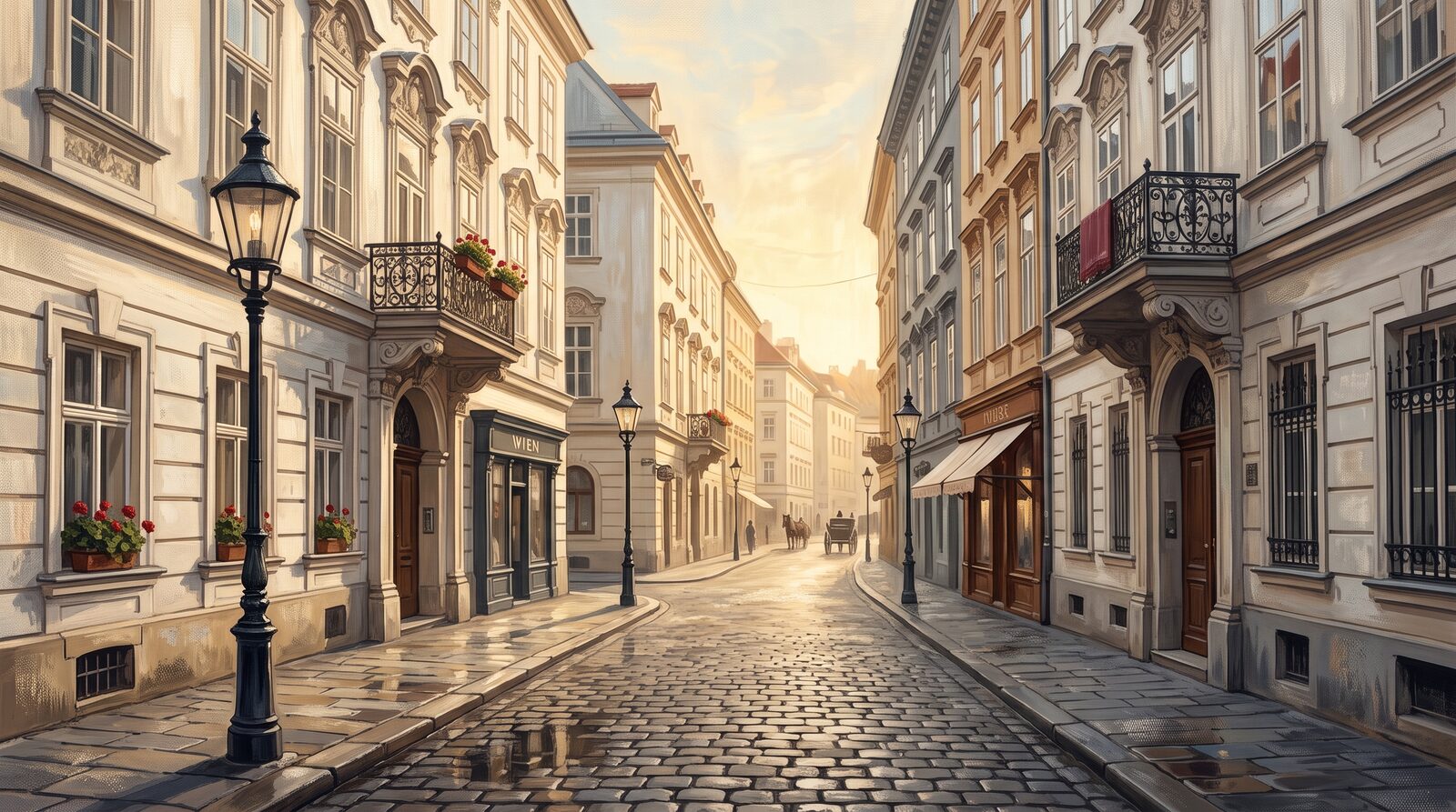 Wien — Gasse im ersten Bezirk (Illustration)