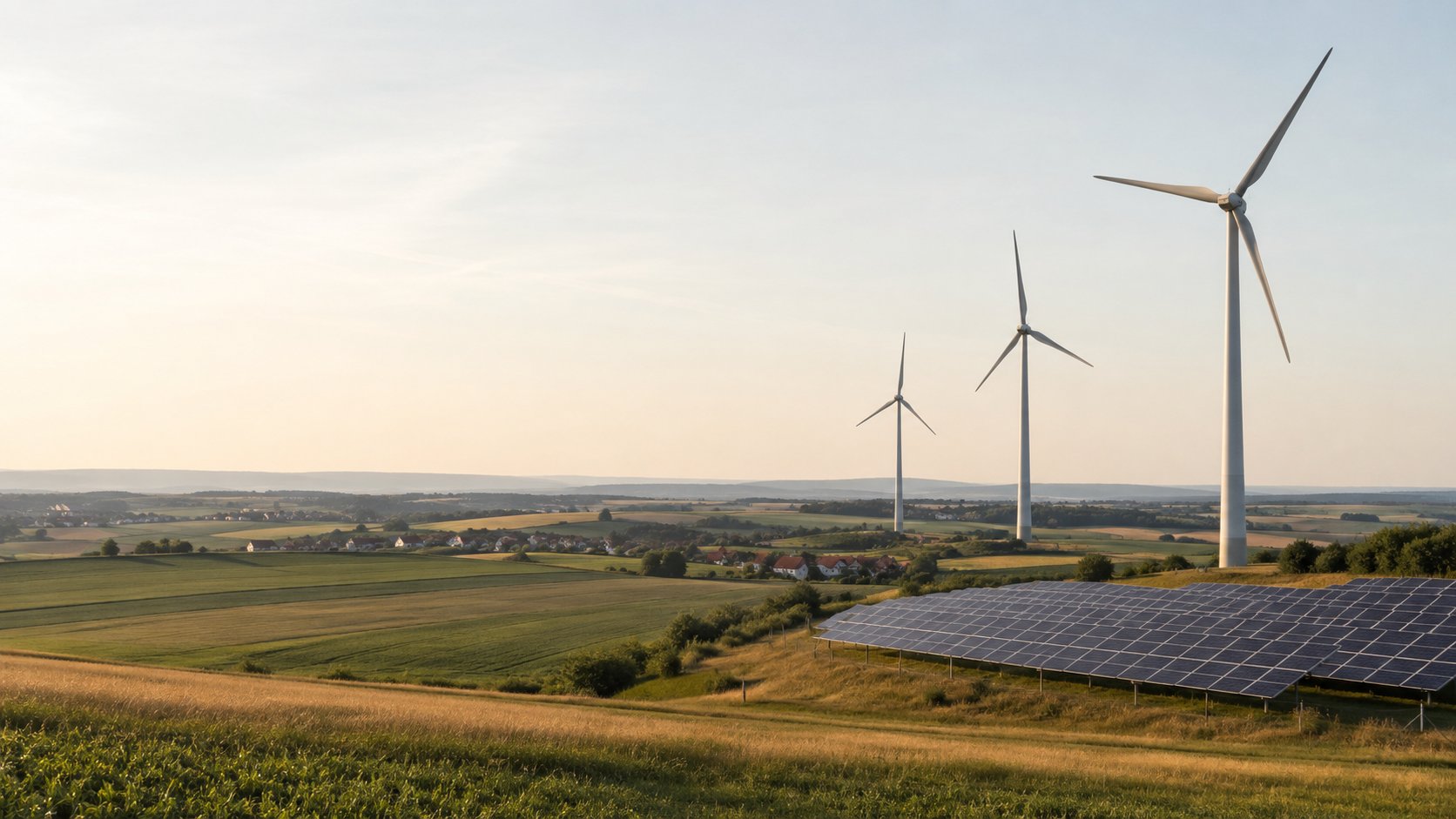 Windkraft und Photovoltaik in österreichischer Landschaft